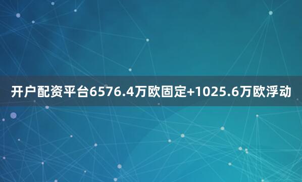 开户配资平台6576.4万欧固定+1025.6万欧浮动